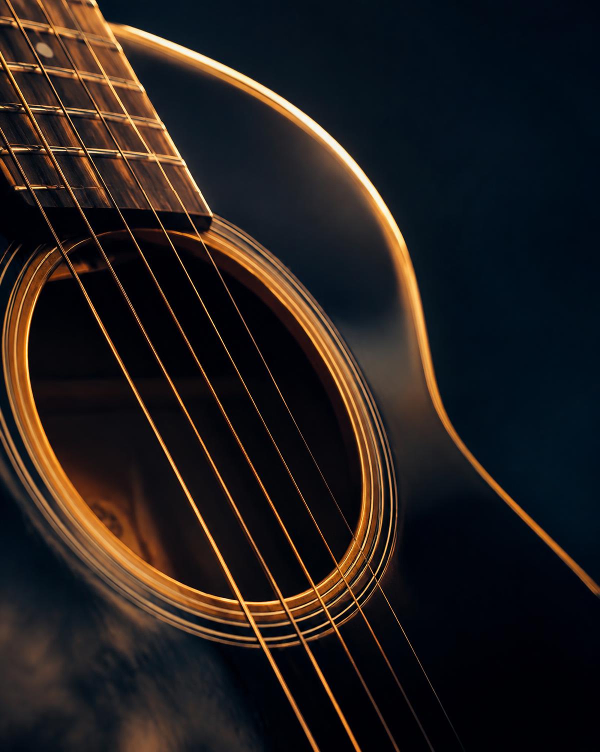 Acoustic guitar in warm light