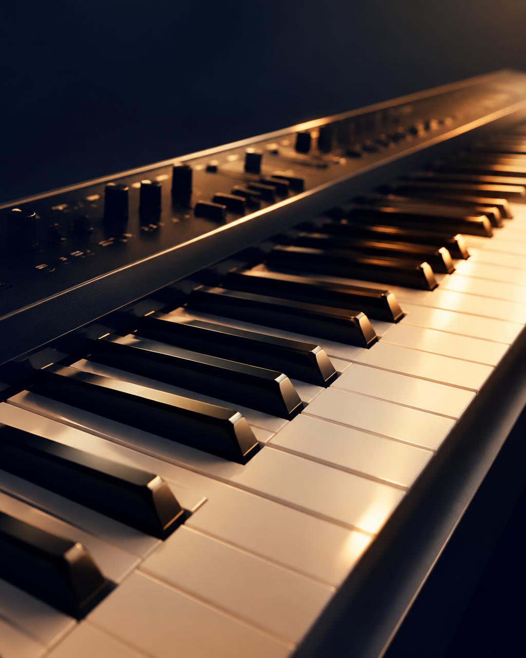 Digital keyboard keys in warm light